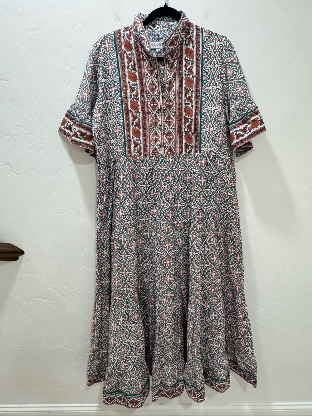NWT Anthropologie Sue Sartor Tiered Flouncy Kaftan Maxi Shirt Dress Women Medium - Picture 4 of 15